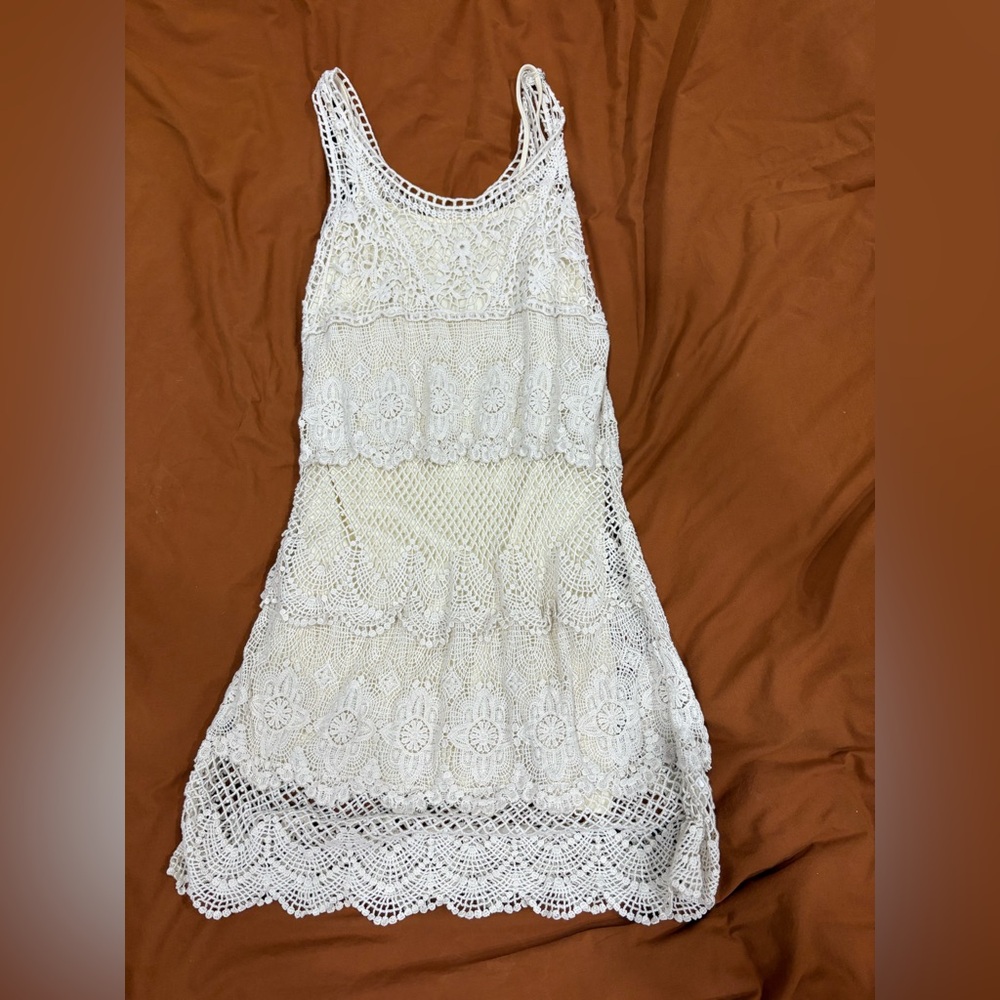 American Eagle Outfitters Cream Lace Mini Dress